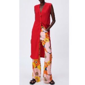 Zara knit red button down vest tunic dress NWT! Sz xl